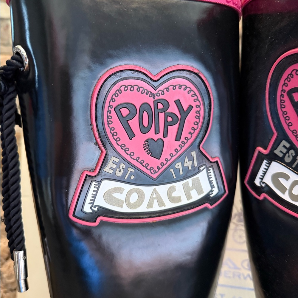 Coach Roxanne Poppy Rain Boots Size 8 - Picture 2 of 14